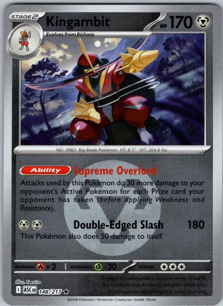 Kingambit reverse holo card front, Ascended Heroes 148/217