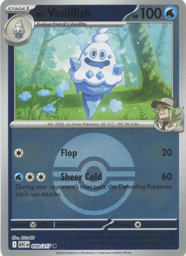 N's Vanillish reverse holo card front, Ascended Heroes 50/217