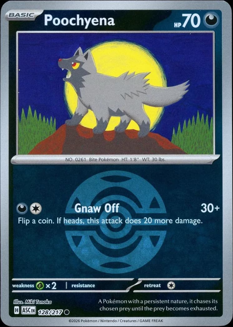 Poochyena reverse holo card front, Ascended Heroes 128/217