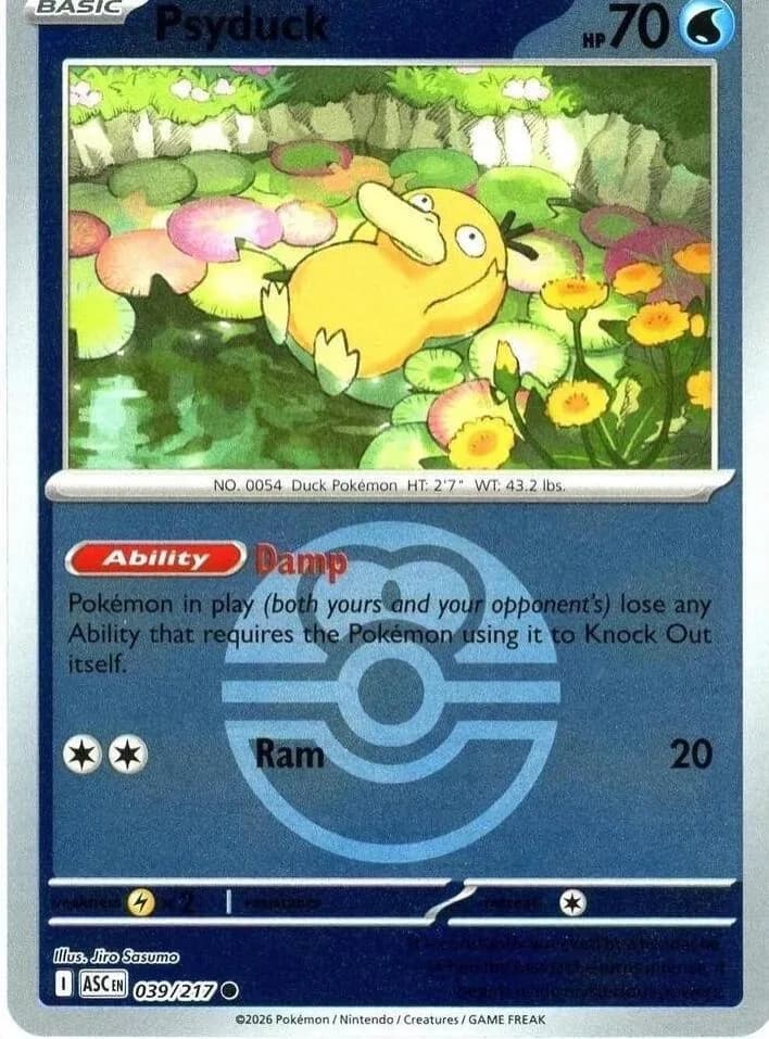 Psyduck reverse holo card front, Ascended Heroes 39/217