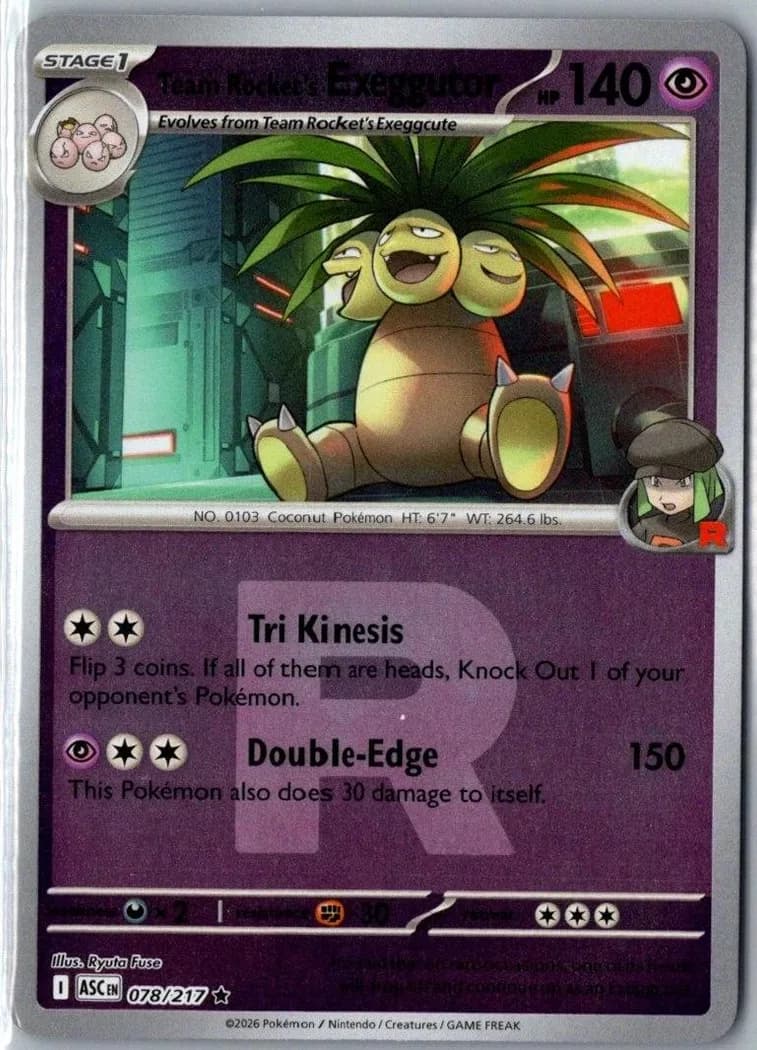 Team Rocket's Exeggutor reverse holo card front, Ascended Heroes 78/217