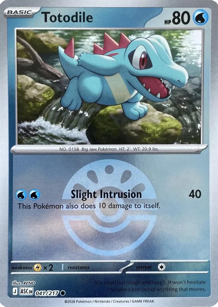 Totodile reverse holo card front, Ascended Heroes 41/217