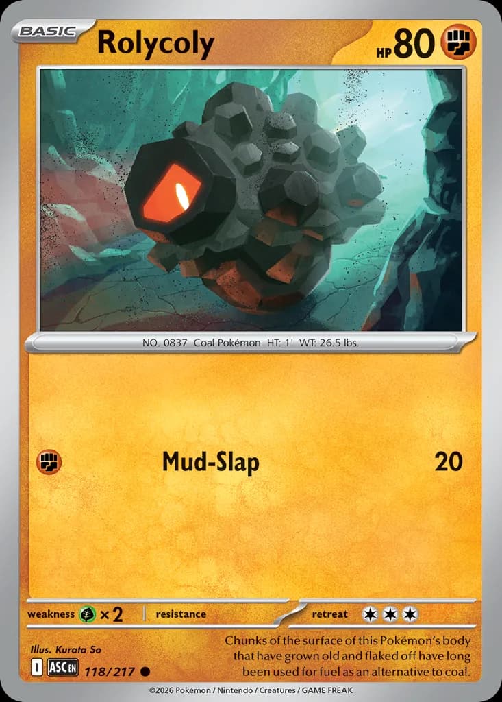 Rolycoly card front, Ascended Heroes 118/217
