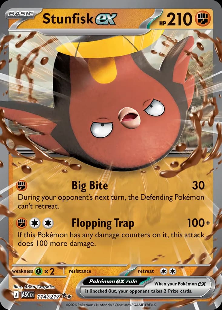 Stunfisk ex card front, Ascended Heroes 114/217