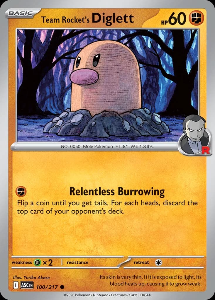Team Rocket's Diglett card front, Ascended Heroes 100/217