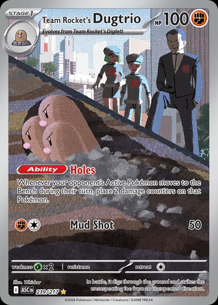 Team Rocket's Dugtrio card front, Ascended Heroes 239/217