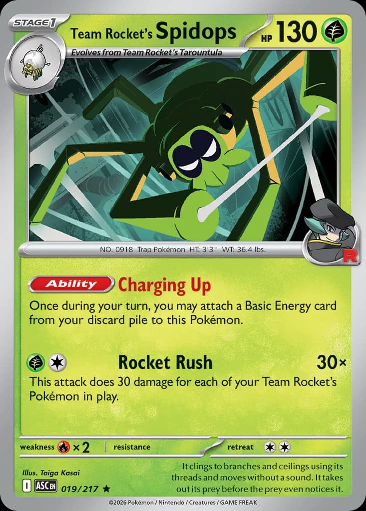 Team Rocket's Spidops card front, Ascended Heroes 19/217