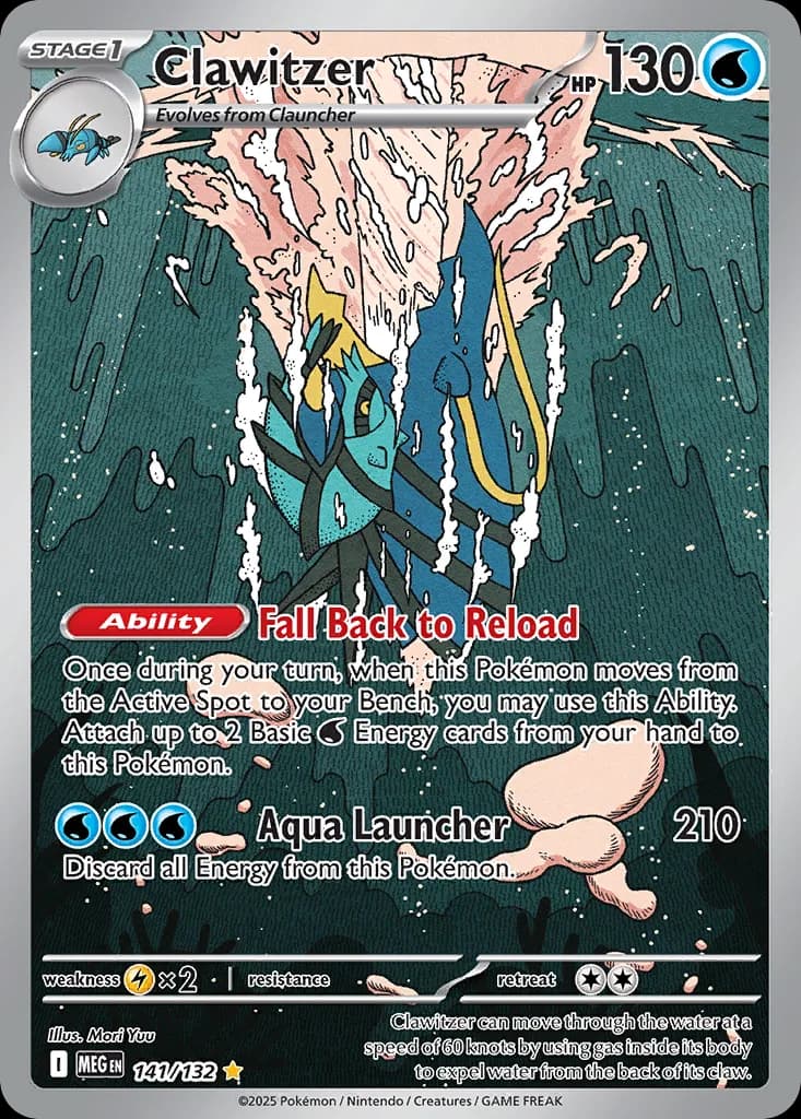 Clawitzer card front, Mega Evolution 141/132