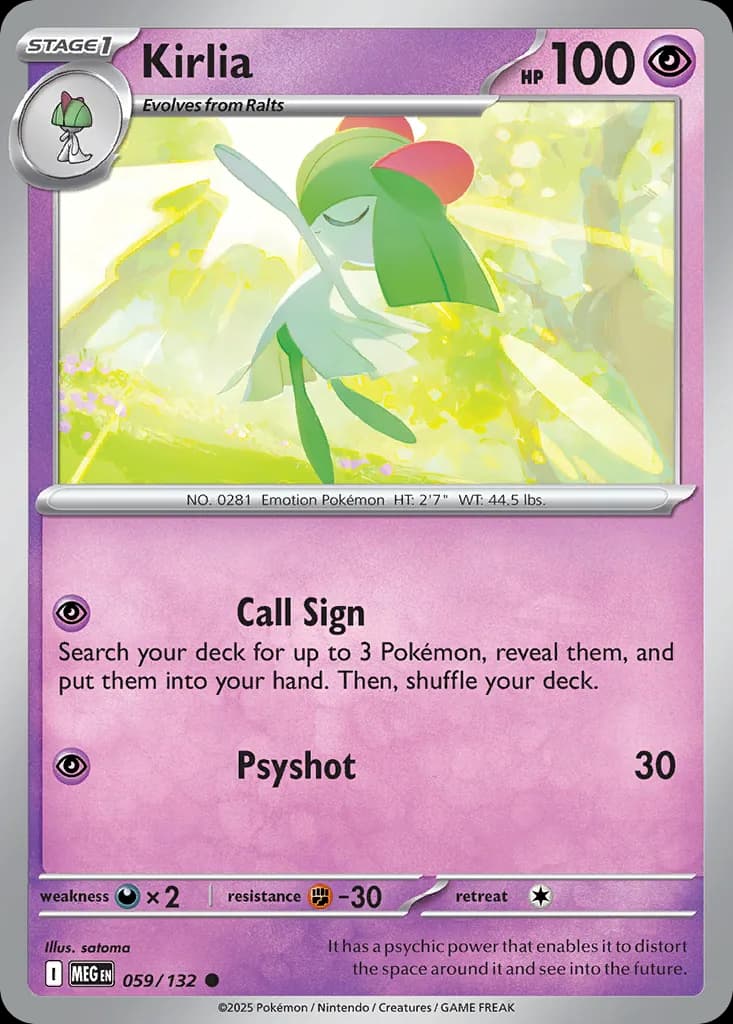 Kirlia card front, Mega Evolution 59/132