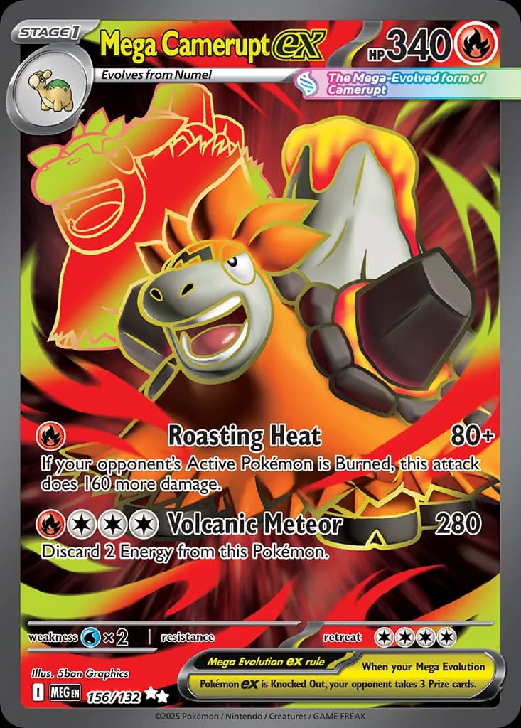 Mega Camerupt ex card front, Mega Evolution 156/132