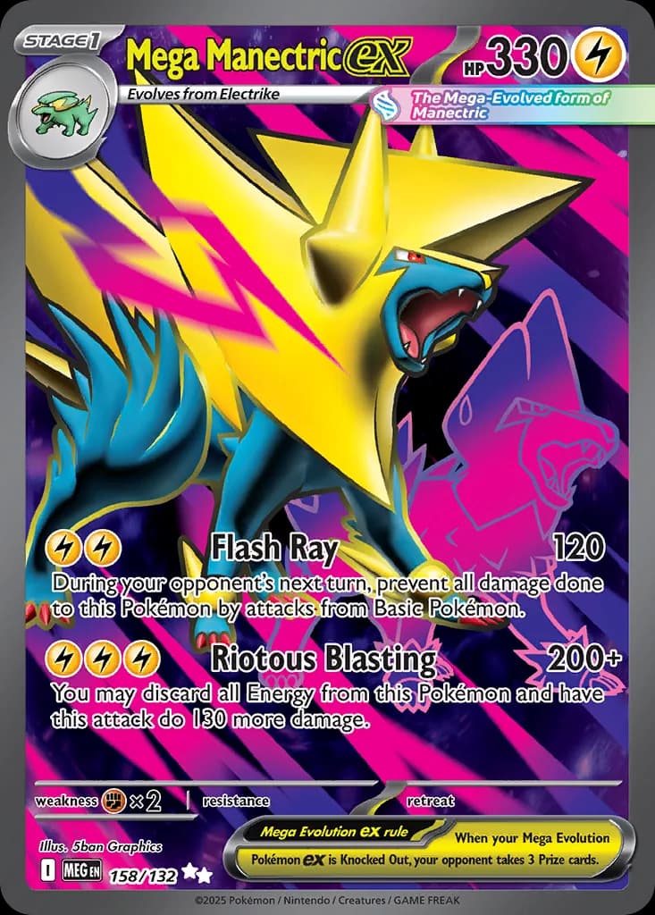 Mega Manectric ex card front, Mega Evolution 158/132