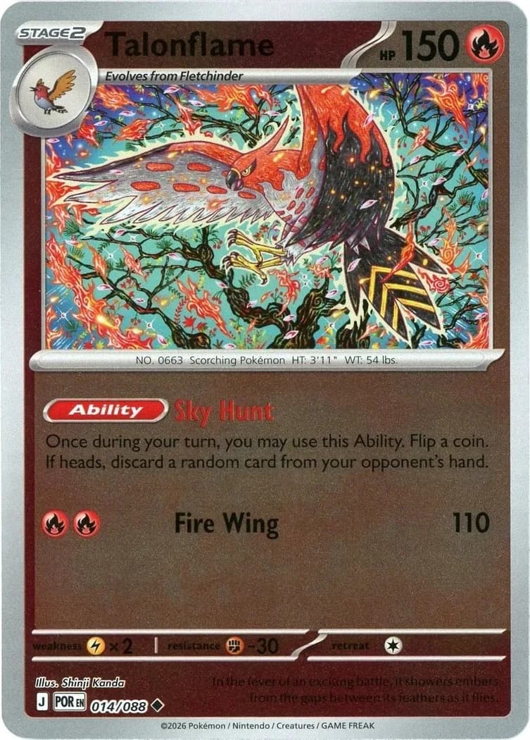 Talonflame reverse holo card front, Perfect Order 14/88