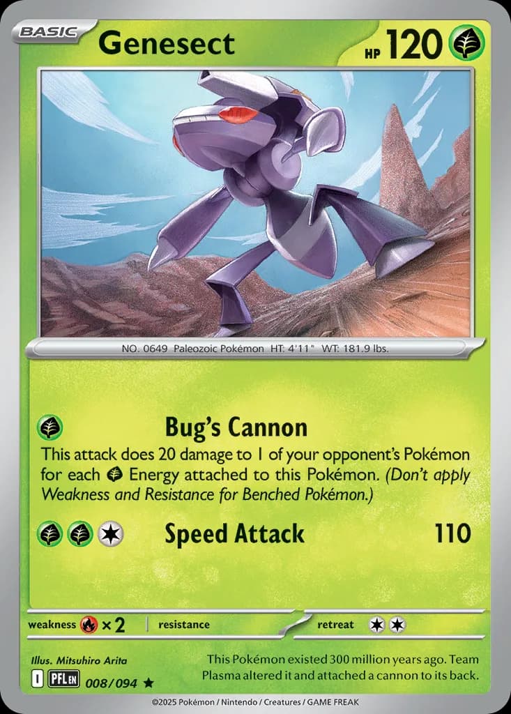 Genesect card front, Phantasmal Flames 8/94