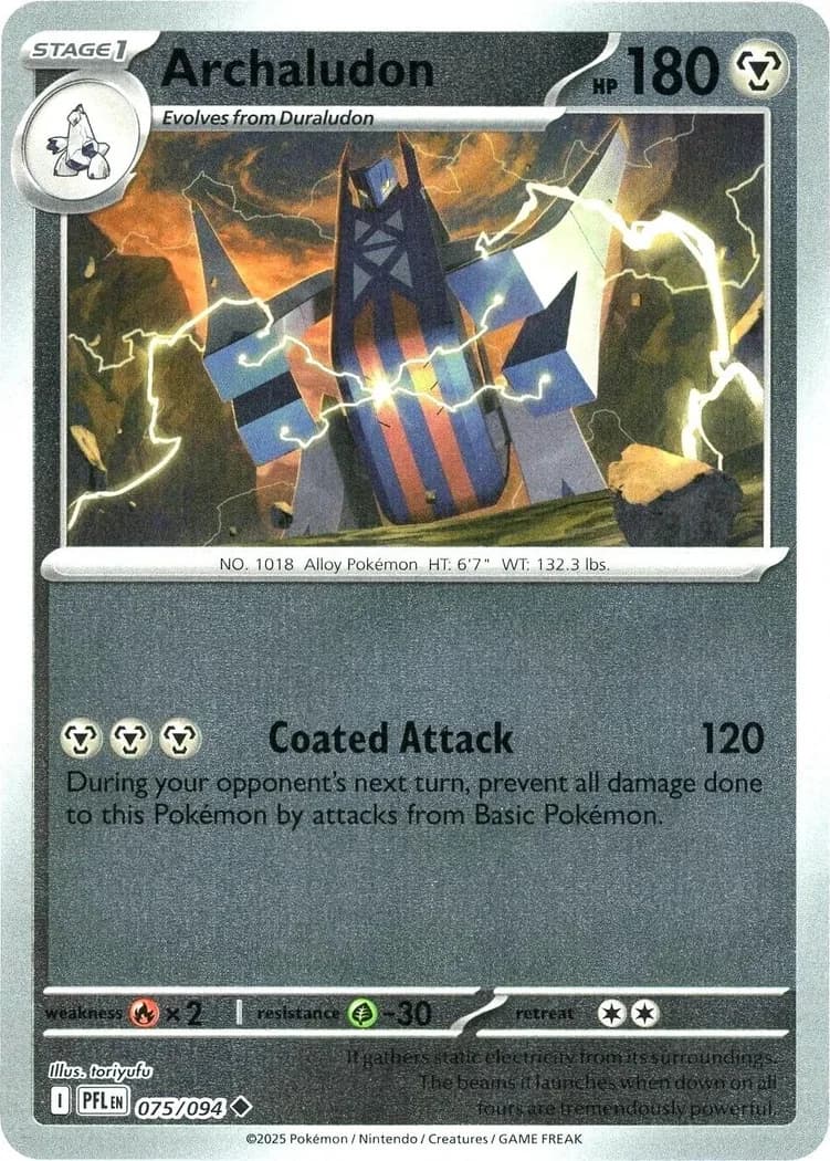 Archaludon reverse holo card front, Phantasmal Flames 75/94