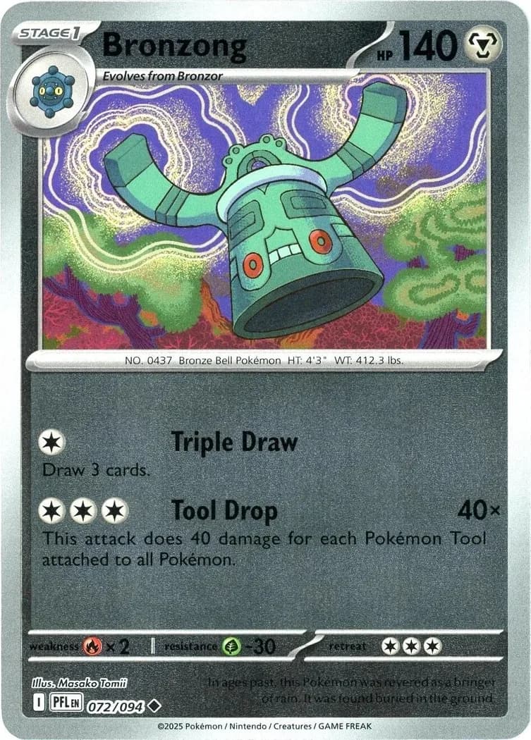 Bronzong reverse holo card front, Phantasmal Flames 72/94