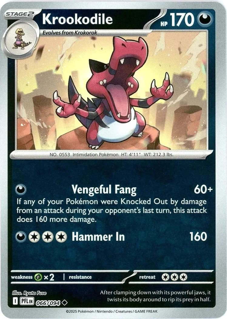 Krookodile reverse holo card front, Phantasmal Flames 66/94