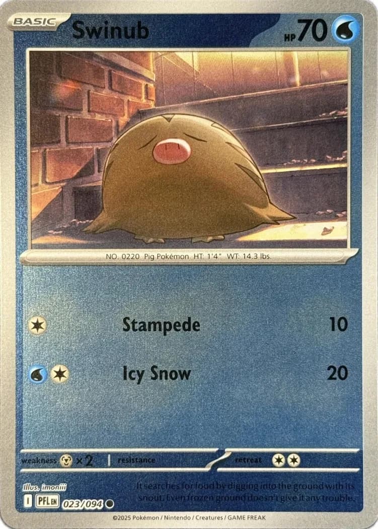 Swinub reverse holo card front, Phantasmal Flames 23/94
