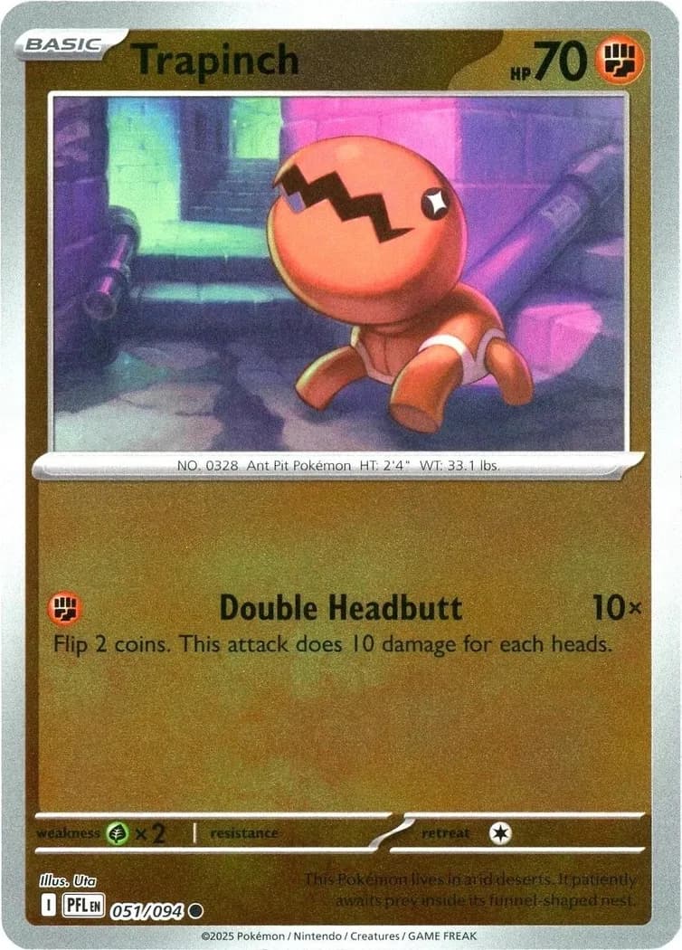 Trapinch reverse holo card front, Phantasmal Flames 51/94
