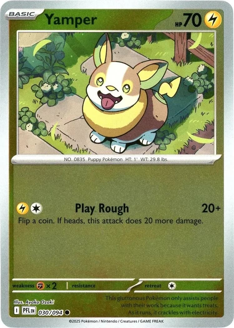 Yamper reverse holo card front, Phantasmal Flames 30/94