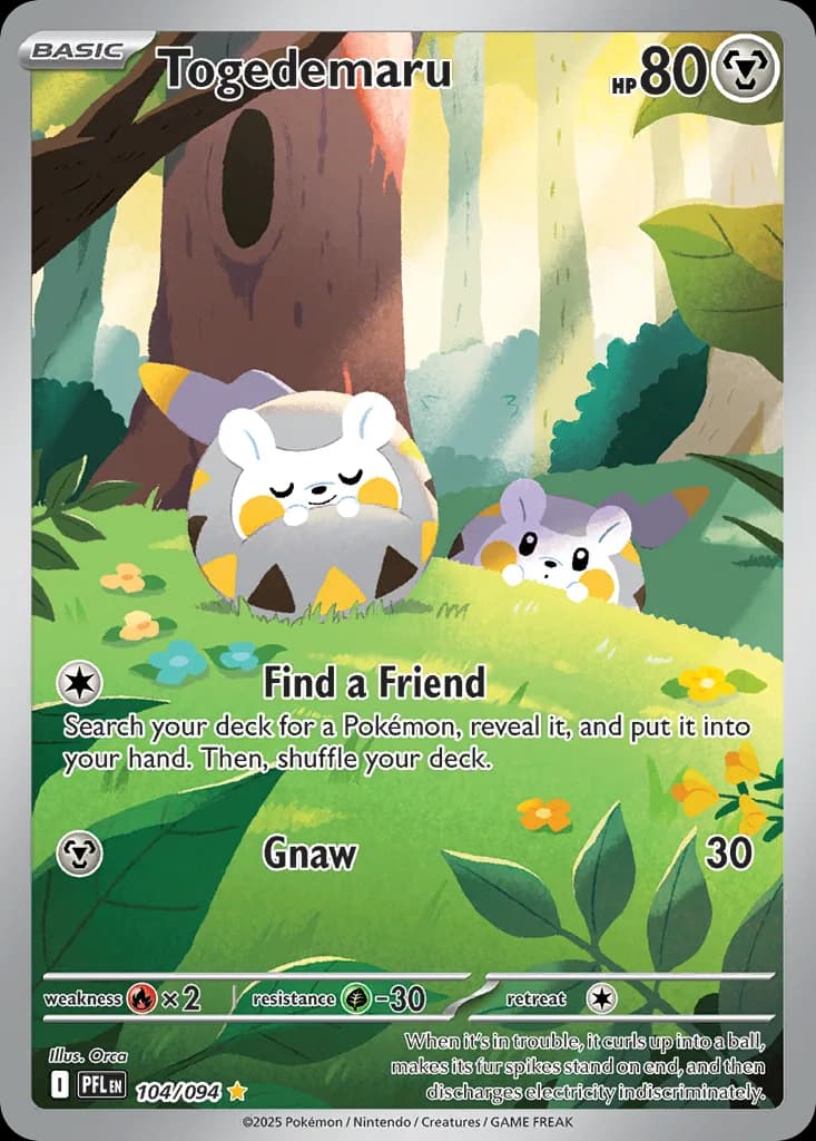 Togedemaru card front, Phantasmal Flames 104/94
