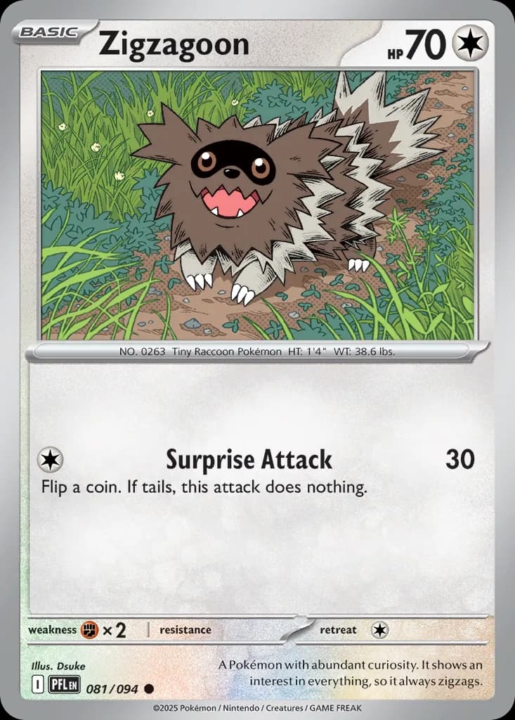Zigzagoon card front, Phantasmal Flames 81/94