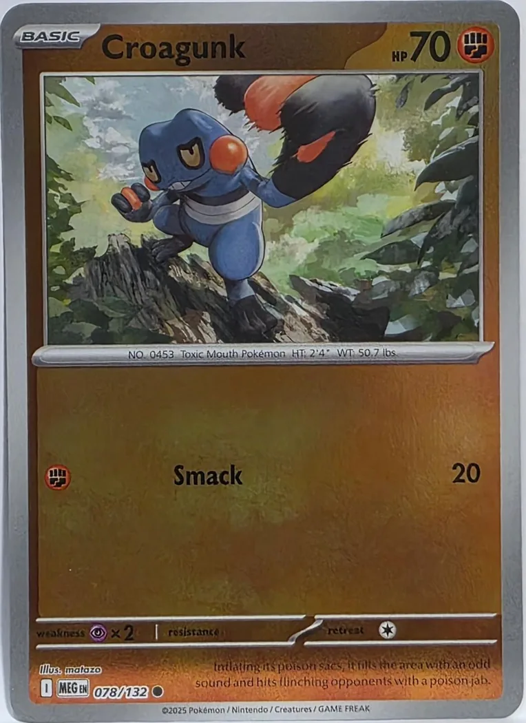 Croagunk reverse holo card front, Mega Evolution 78/132