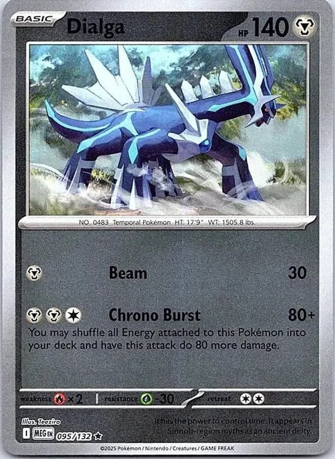 Dialga reverse holo card front, Mega Evolution 95/132