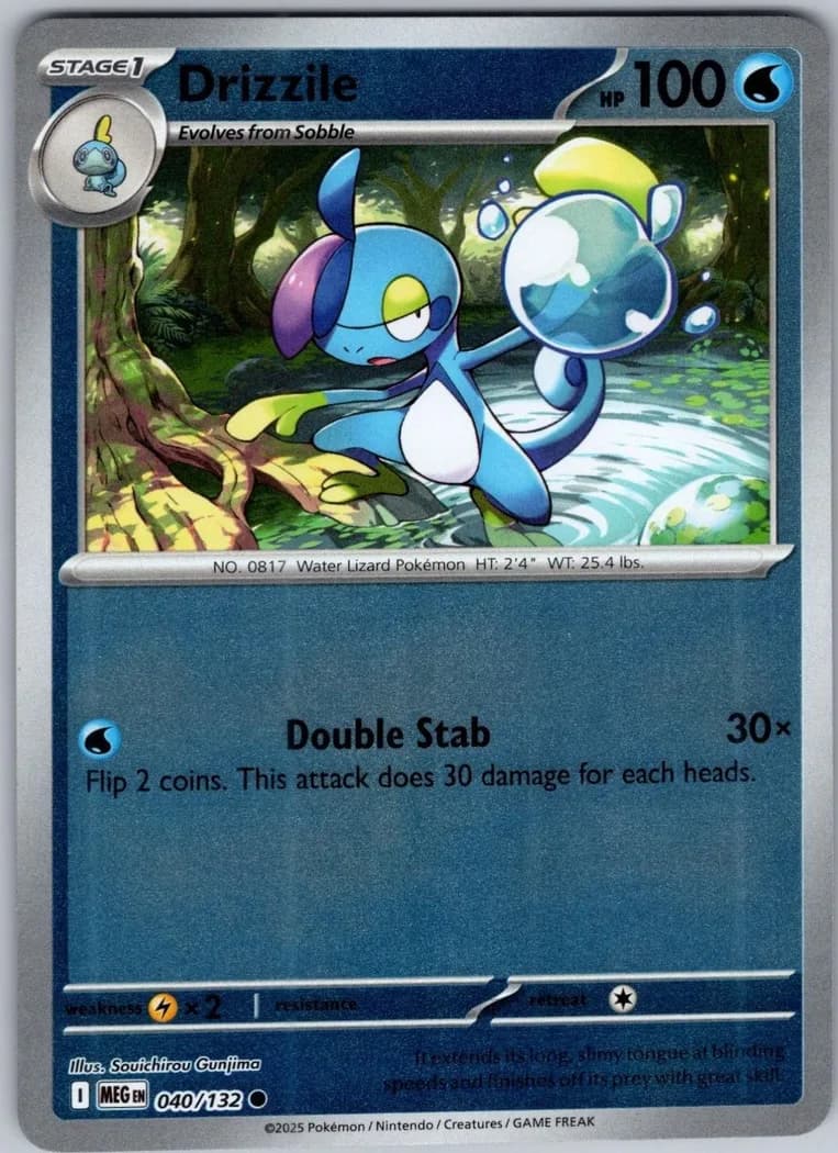 Drizzile reverse holo card front, Mega Evolution 40/132