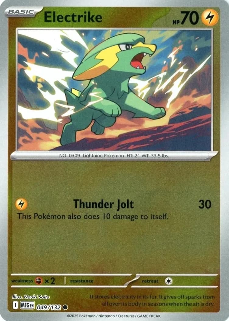 Electrike reverse holo card front, Mega Evolution 49/132