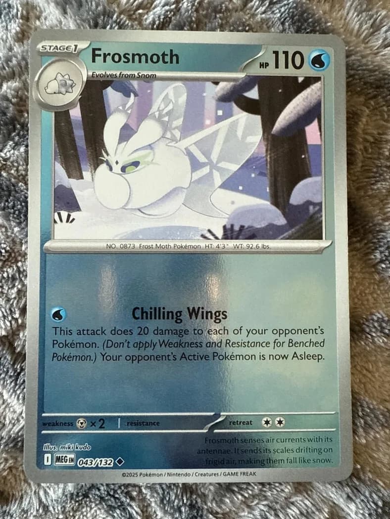 Frosmoth reverse holo card front, Mega Evolution 43/132