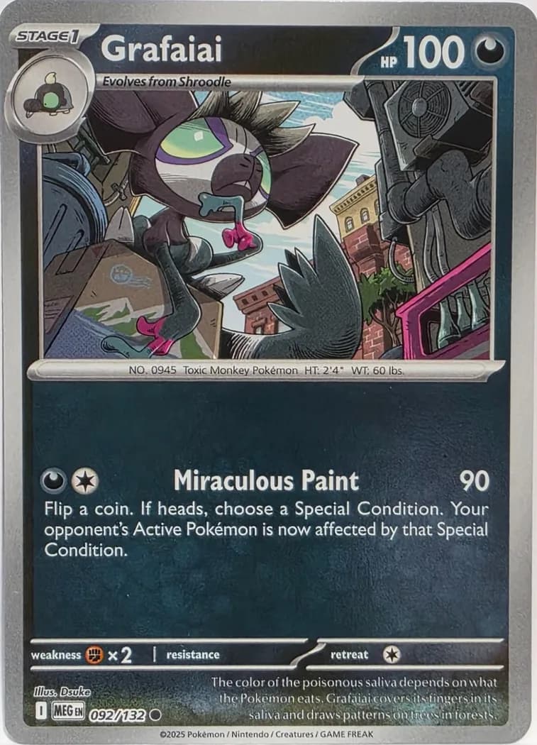 Grafaiai reverse holo card front, Mega Evolution 92/132