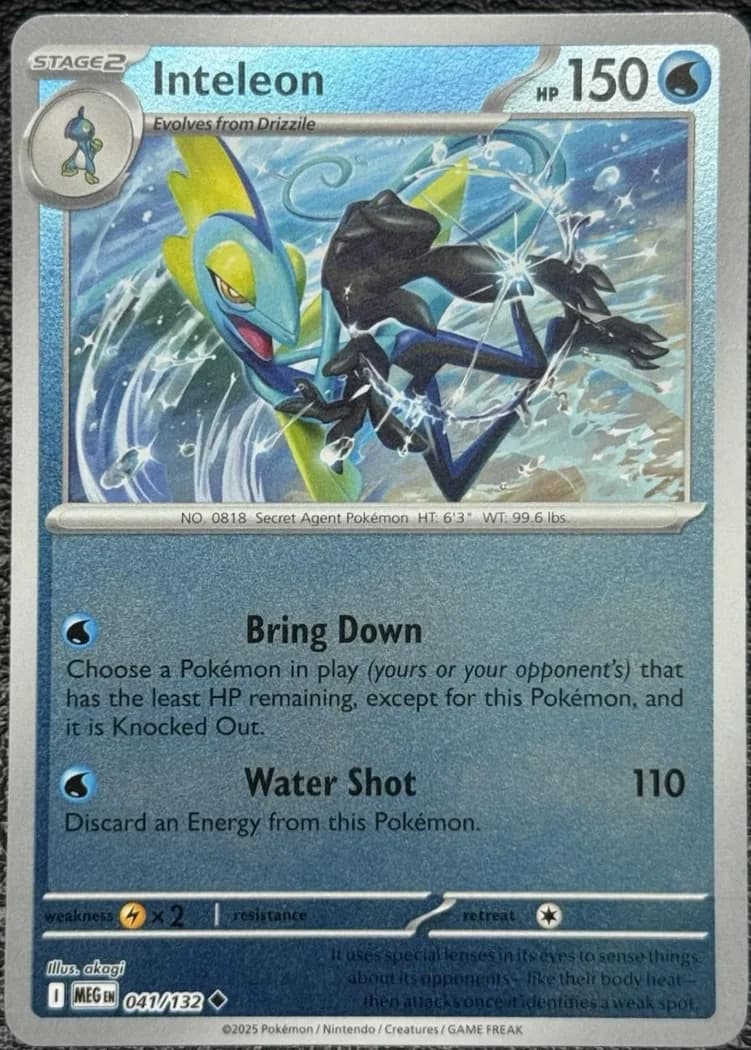 Inteleon reverse holo card front, Mega Evolution 41/132