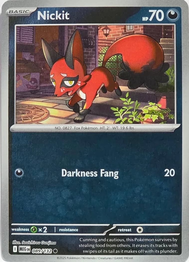 Nickit reverse holo card front, Mega Evolution 89/132