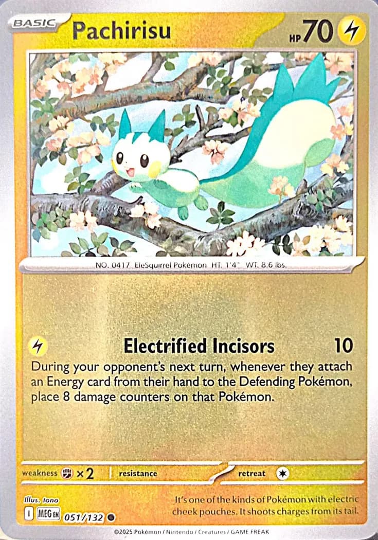 Pachirisu reverse holo card front, Mega Evolution 51/132