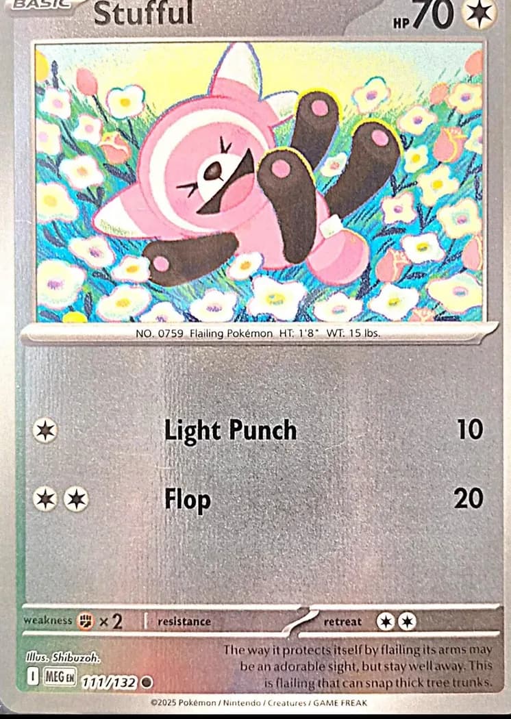 Stufful reverse holo card front, Mega Evolution 111/132