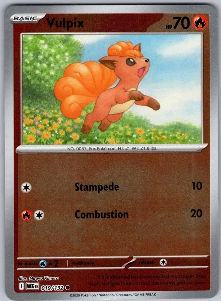 Vulpix reverse holo card front, Mega Evolution 19/132
