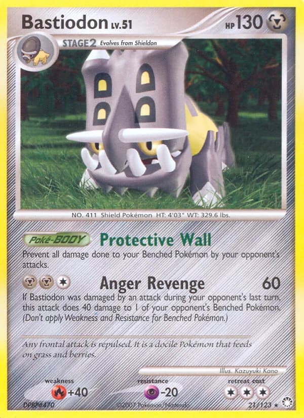 Mysterious Treasures Bastiodon card front, 21/123