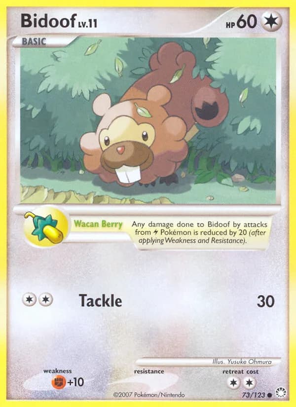 Bidoof card front, Mysterious Treasures 73/123