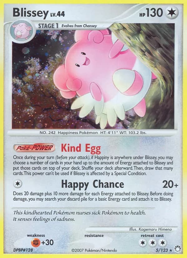 Mysterious Treasures Blissey card front, 5/123