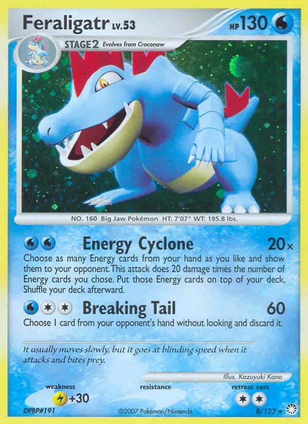 Feraligatr card front, Mysterious Treasures 8/123