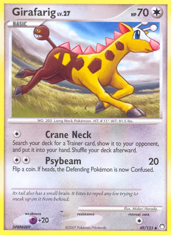 Mysterious Treasures Girafarig card front, 49/123