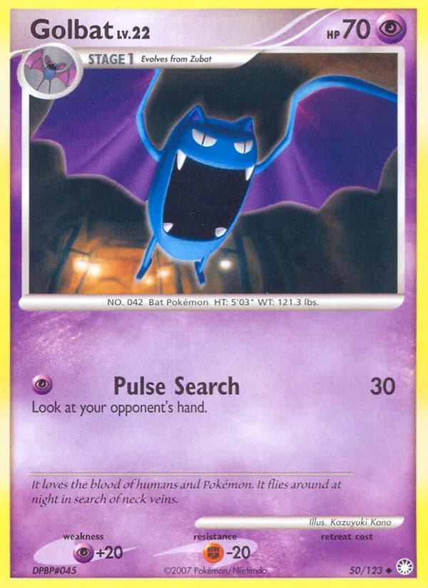 Mysterious Treasures Golbat card front, 50/123