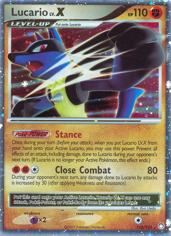 Mysterious Treasures Lucario card front, 122/123