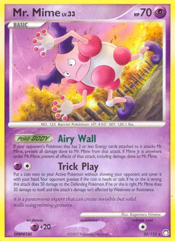 Mysterious Treasures Mr. Mime card front, 30/123