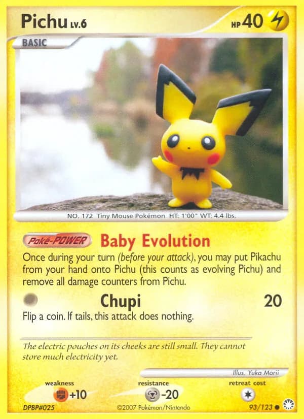Pichu card front, Mysterious Treasures 93/123
