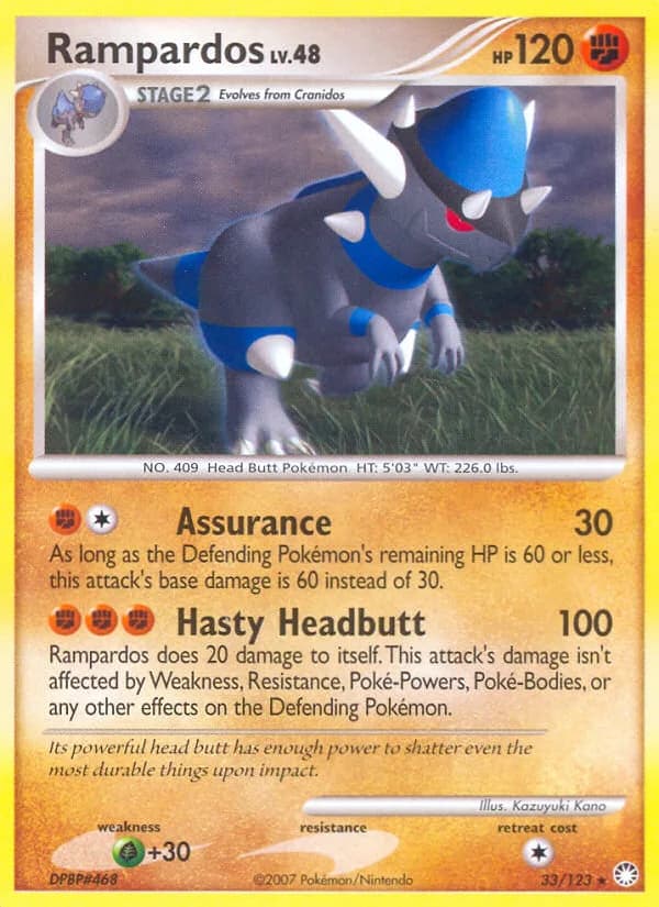 Mysterious Treasures Rampardos card front, 33/123
