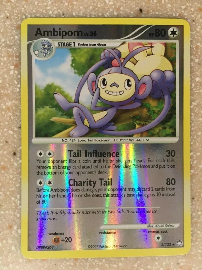 Ambipom reverse holo card front, Mysterious Treasures 3/123