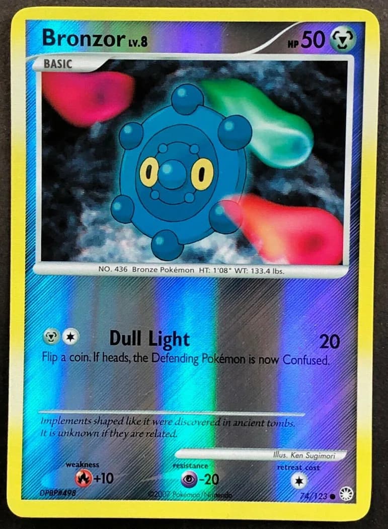 Bronzor reverse holo card front, Mysterious Treasures 74/123