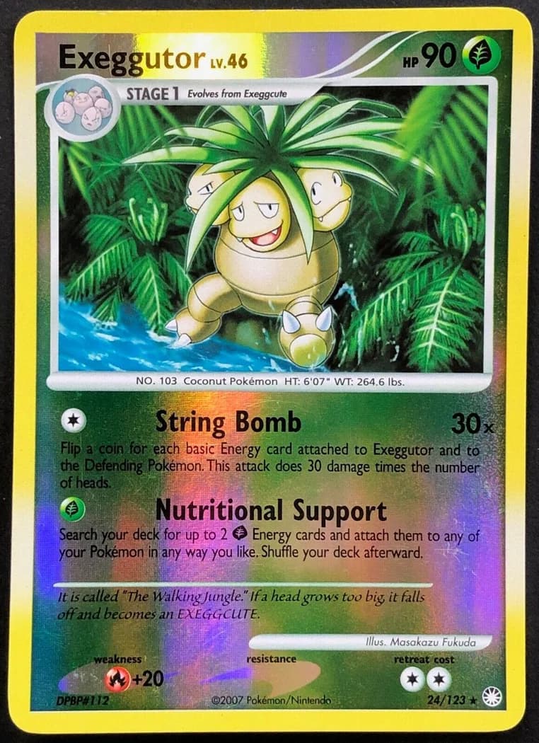 Exeggutor reverse holo card front, Mysterious Treasures 24/123