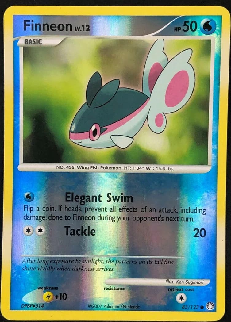 Finneon reverse holo card front, Mysterious Treasures 83/123
